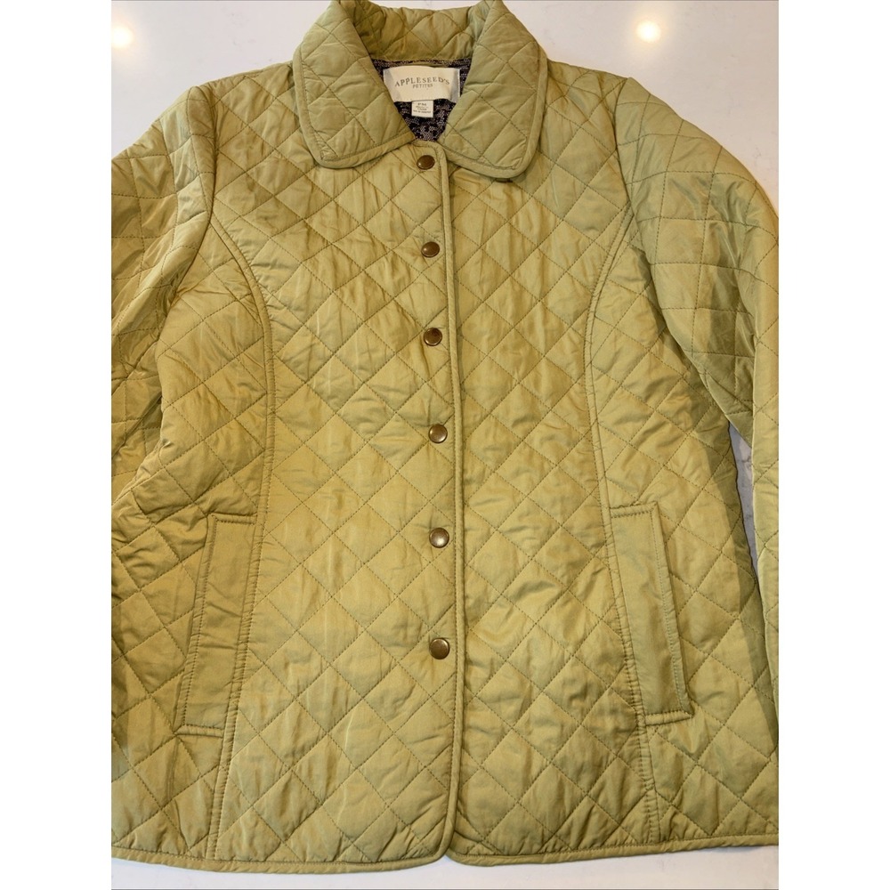 Appleseed's Berkshire Light Green Quilted Jacket Womens PM Geometric Lining Coat